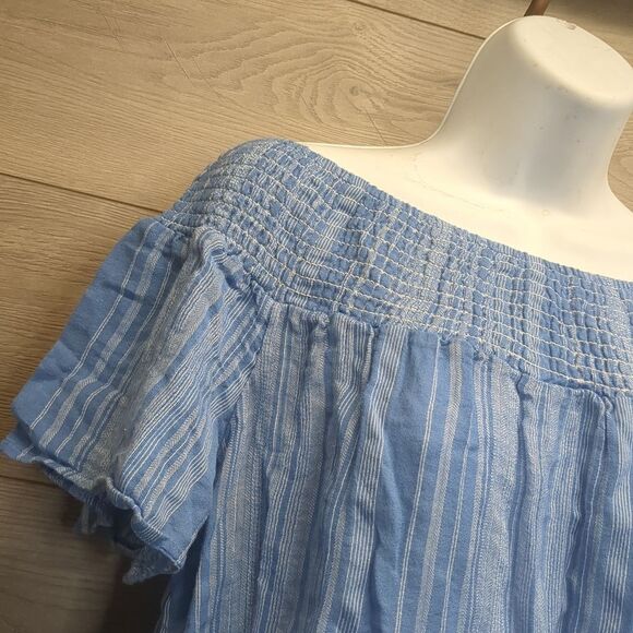 Abercrombie and Fitch Striped Boho Embroidered Blouse Women's Size Small - Picture 4 of 8